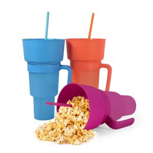PP Plastic Coke Cup met Stro Cup En Gebakken Kip Popcorn Frietjes Creatieve Snack Bekerhouder Kom BPA Gratis i1020