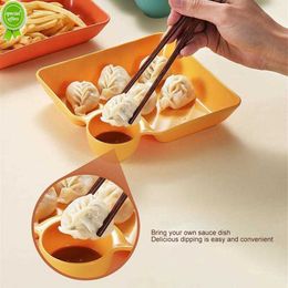 PP Bord Schotel Grote Vierkante Dumpling Plaat Met Azijn Ruimte Snack Schotel Creatief Gescheiden Verdeeld Dienblad Kerst Servies