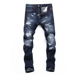 PP pleinxplein Jeans pour hommes Design original couleur bleue haut droit Stretch slim plein denim jeans pantalon décontracté 336