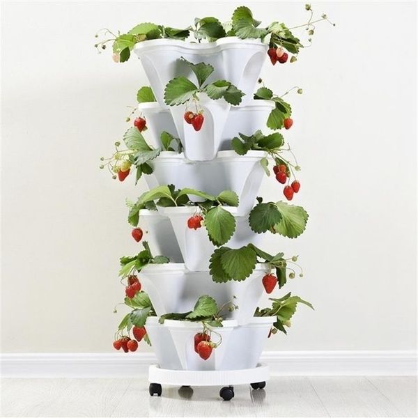 PP Pot de fleur tridimensionnel bassin de fraises multicouche culture superposée plantation de fruits de melon de légumes Y200723275E