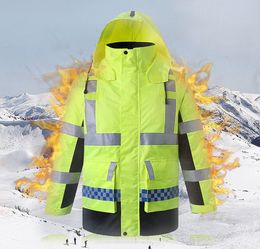 PPE Lieu de sécurité Vêtements de sécurité réfléchissant Jacket Down Veste de pluie pour adultes Hiver et pantalon