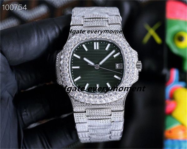 PPF Factory 5711 Montres pour hommes Mouvement Cal.324 Montre mécanique à chaîne automatique avec diamant Full Sky Star Night Glow Montre-bracelet de luxe étanche en acier inoxydable