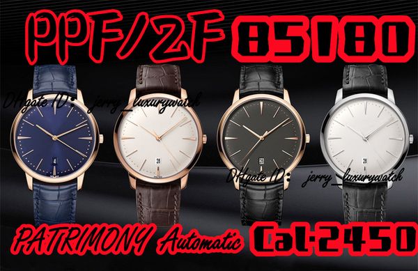 PPF/ZF Luxury Men's Watch 85180 Heritage Watch diámetro 40MM, CAL.2450 Movimiento mecánico, estilo ultrafino simple ropa formal de negocios