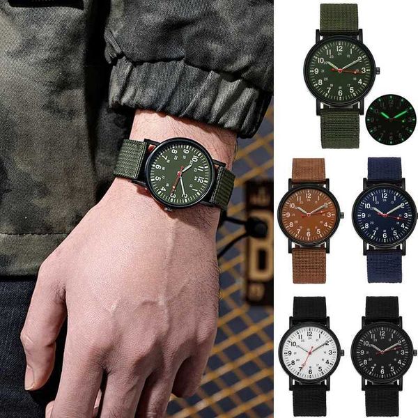 PPRU Montre à bracelet Simple Quartz Watch Men Lumineux mains tissées Toven Belt Fluorescent Green Mens Quartz Quartz Wrist Wrist Wistar