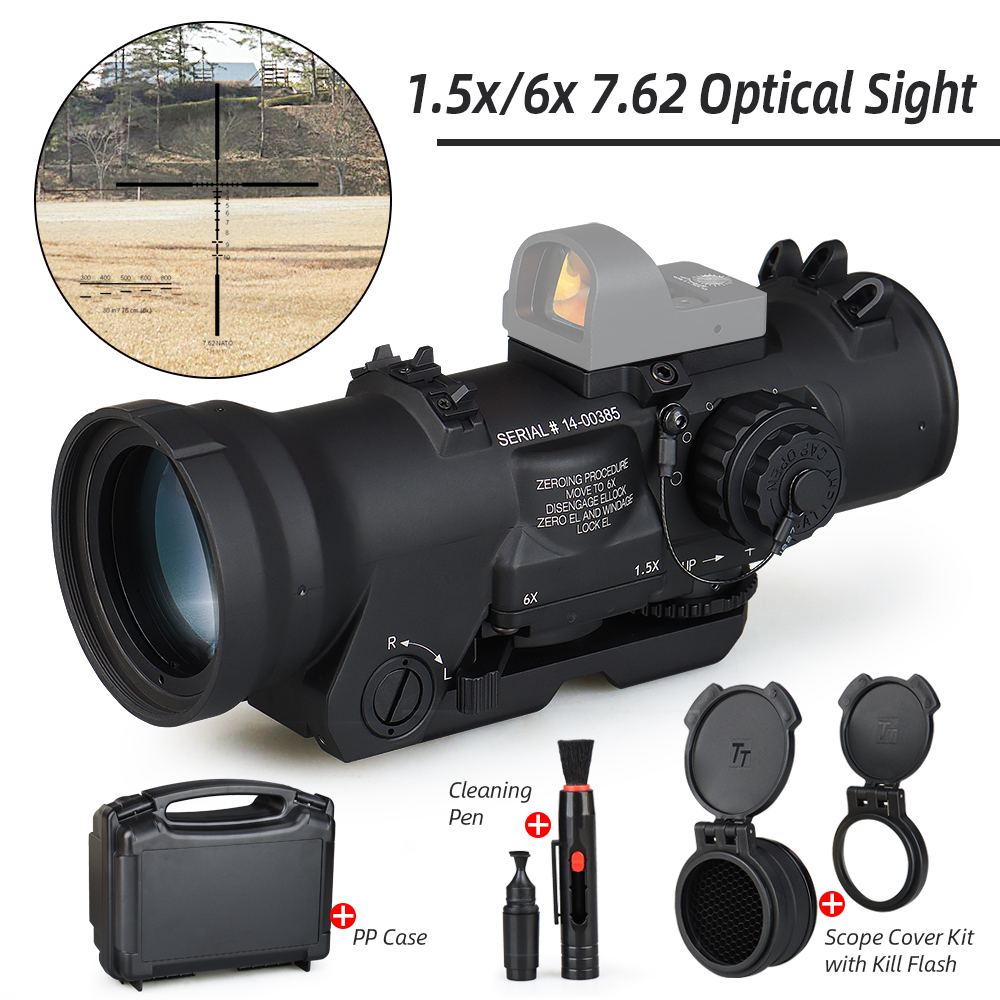 PPT Hunting Scopes 1.5x 6x Zoom Optical Sight for Hunting Red Dot Illumination 1913 Picatinny Rail Compatible CL1-0409