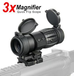 PPT Optic Sight 3X Scope Compact Hunting Riflescope Bezienswaardigheden met Flip Up cover Fit voor 212mm Rifle Rail Mount CL100027239135