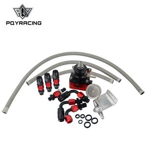 PQY - BlackRed Universal fpr AN6 Ajuste EFI regulador de presión de combustible para 7MGTE MKIII con línea de manguera. Accesorios. Calibre PQY7842BKRD