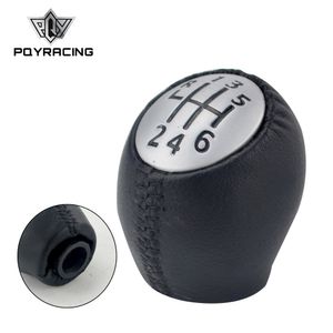 PQY - Lederen 6 Speedhandboek Auto Gear Shift Knop Auto Styling voor Renault Megane Scenic Laguna Espace Master voor Vauxhal voor Opel PQY-GSK78-6