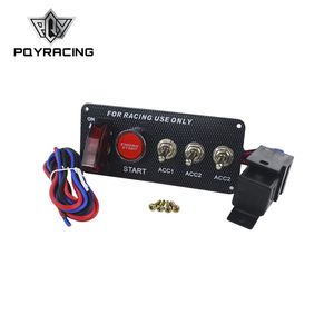 PQY RACING-bouton poussoir de démarrage LED bascule voiture de course en Fiber de carbone 12V LED panneau de commutateur d'allumage moteur PQY-QT313