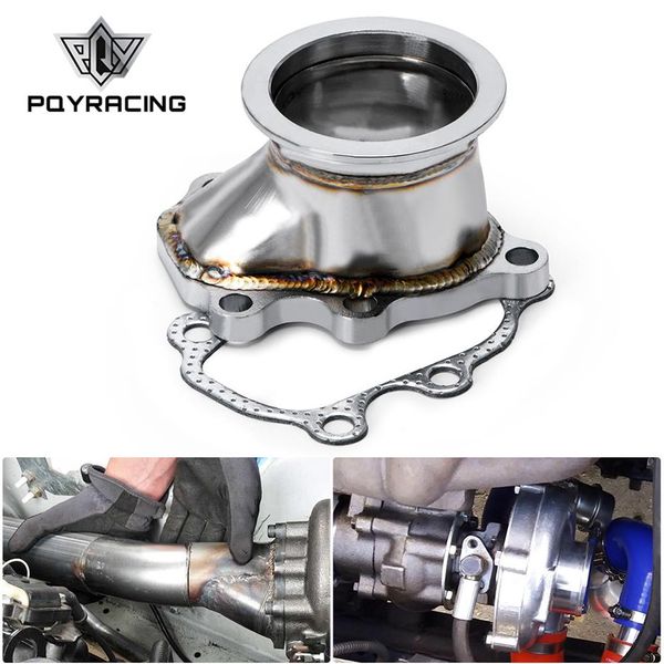 PQY - Adaptador de acero inoxidable para T25 T28 GT25 GT28 2 5 63 mm Abrazadera de banda en V Brida Turbo Down Pipe Adapter PQY4833264s