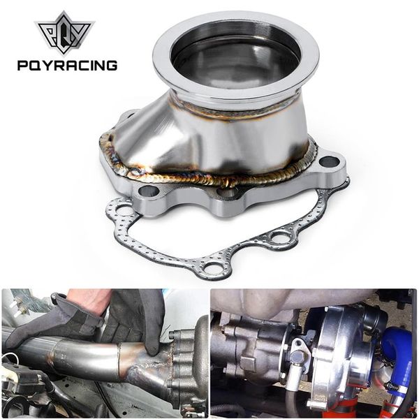 PQY - Adaptador de acero inoxidable para T25 T28 GT25 GT28 2 5 63 mm Abrazadera de banda en V Brida Turbo Down Pipe Adapter PQY4833222T