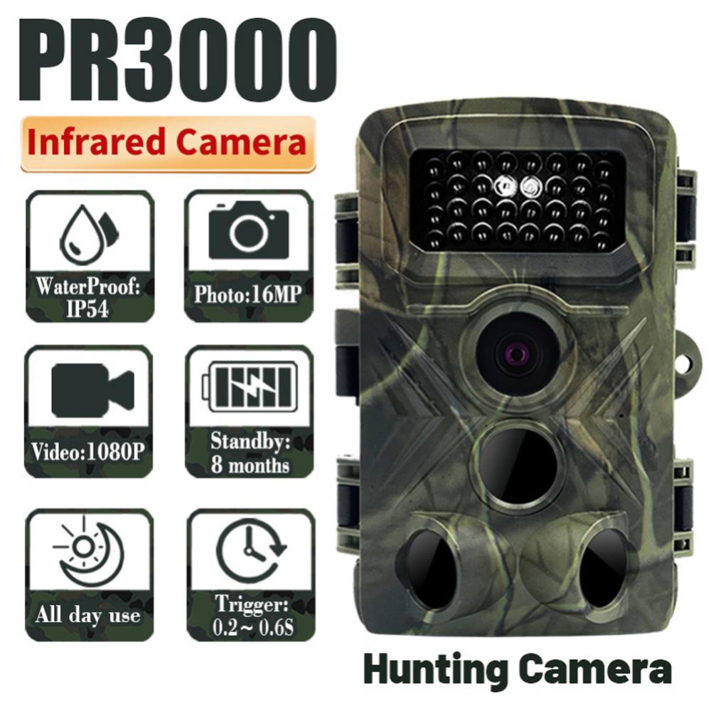 PR3000 36MP 1080p Hunting Trail Cameras Night Photo Video Взять камеру Тропа Многофункциональная внешняя охота на животных Мониторинг IP54 Водонепроницаемый