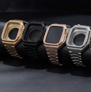 PR6J Bands Bekijk Luxury banden Beschermingskas Mod Kit Geïntegreerde roestvrijstalen Cover Diy Cases Watchband Bracelet polsbandband voor Watch Series 6 7 8 240308