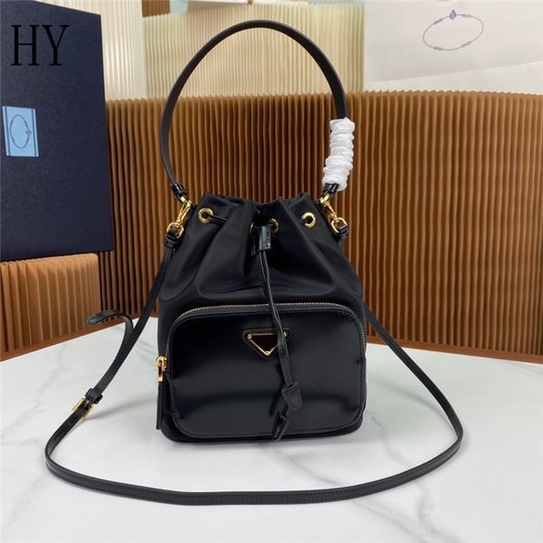 Pra Bag Designer Dueto de lujo Reinilón Negro Black Glace Cuero Pequeño Crossbody Bag 1BH038 Tote Bag 7a Best Quality Alta calidad