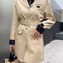 Pra da dames trenchcoats designer luxe windjack met bodyprint jas losse riemjas vrouwelijke casual lange trenchcoats