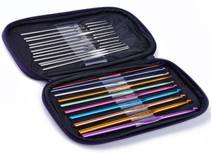 Ensemble pratique de 22 aiguilles multi-aluminium, ensemble de crochets, outils d'aiguilles à tricoter avec étui, Kit d'artisanat de fil ZA09218863136