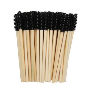 Praktisch 50 stks bamboe handle wegwerp siliconen wimperborstels wenkbrauw extension mascara toeren applicator vrouwen make -up tools