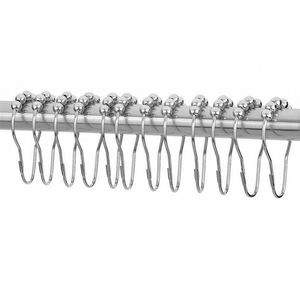 Crochets de rideau en alliage d'aluminium pratiques antirouille bain Rollerball rideaux de douche anneaux de glisse accessoires de salle de bain à domicile pratiques