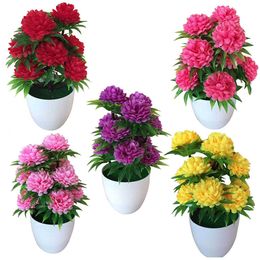 Pratique Artificielle Chrysanthème Bonsaï Plante En Pot Simulation Fleur Artificielle Faux Fleur Paysage Maison Floral Décor Y0630