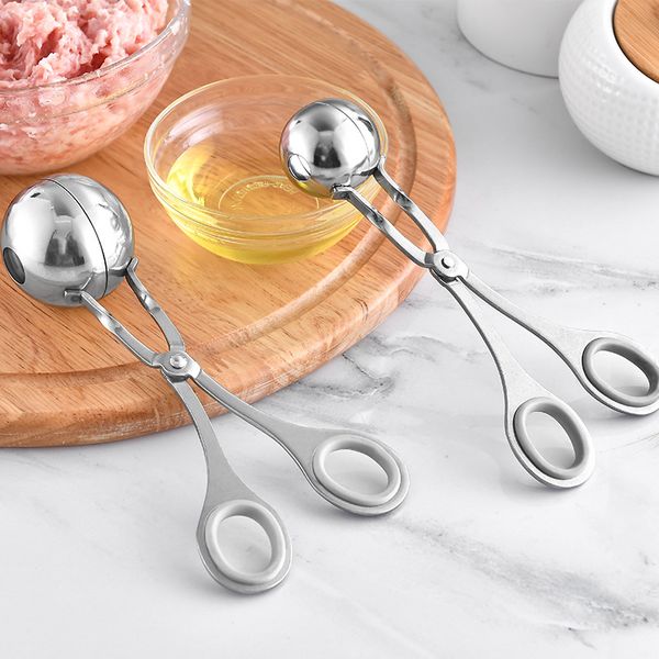 Pratique Pratique Boulette De Viande Maker Outils En Acier Inoxydable Farcies Boulettes De Viande Clips DIY Poisson Viande Boule De Riz Faire Nourriture Clip Cuisine Outil WVT0666