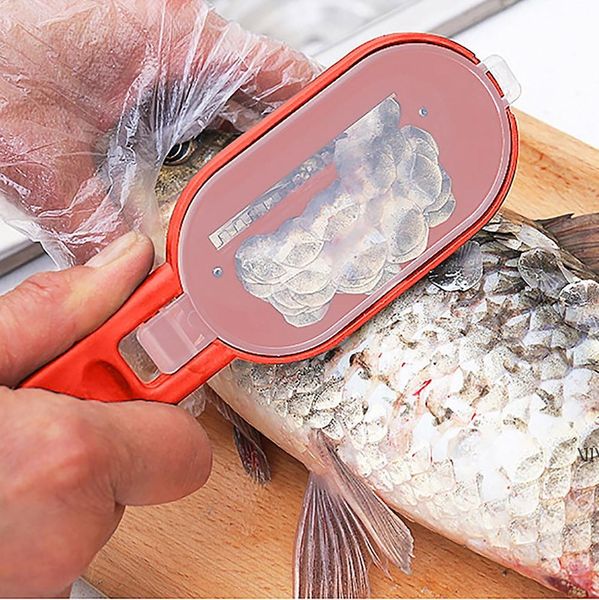 Pratique Fish Scale Remover Scaler Scraper Cleaner Outil de cuisine Peeler Fruits de mer Pêche Couteau de peau Outils Gadgets de cuisine RRB12733