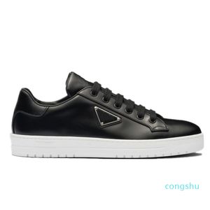 Prad Luxury Downtown Leather Sports Casual Shoe Metal Triangle Diseñador Top Alto Flat Top Bajo Top Genuine TENIS CORRADOR DE BALONCES