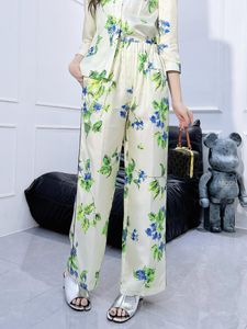 PRAD2024 Marque de créateurs début du printemps nouveau pantalon à fleurs épais en sergé pantalons pour femmes pantalons pour femmes de style chinois vêtements esthétiques chinois oriental cadeau d'anniversaire