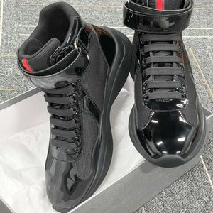 Praddas Pada Prax Prd Cup Americas Chaussures XL Designer Leather Sneakers Men Chaussures Patent Chaussures Mesh Nylon Runner Trainers Womans High Top Casual Outdoor Sport Shoe With
