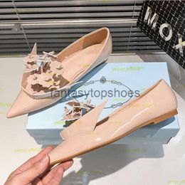 Praddas pada prax prd fleur beige origami nue pompes noires sandale pointues chaussures plates