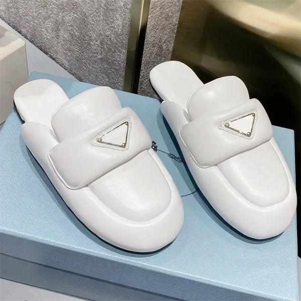 Pradity Sandals zapatillas Slattie Tobas Tobas Pisas Tacones de tacón plano Caíces Cuadrones de los pies abiertos Diseñadores de mujeres Sombro de cuero Zapatos casuales