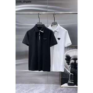 Prado Tees Designer Heren Polos 23SS Luxe T-shirt Triangle Letter Splicing Pocket Pocket T-shirts Casual katoenen mouw Gedrukte revers t-shirts