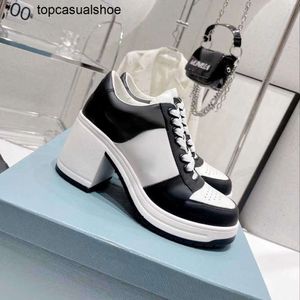 Pradoity Brand Pada Design Prax Praddas Designer Casual Shoes Nouveau talon épais High Talon Fashion British Style Single Shoes hiver