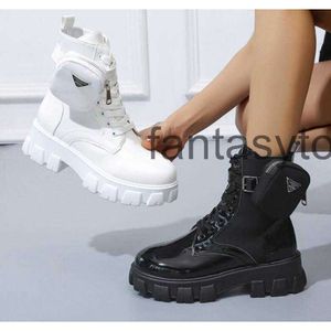 Prasity Botas brillantes zapatos de talla de talla de talla de bolsillo Correa con estilo de personalidad brillante de encaje grueso para mujeres Combate de punta redonda de otoño 4i4q