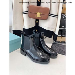 Pradshoes New Prades Luxury Design Womens Classic Motorcycle Boots Bottes Martin Boots Fashion Boots Fashion