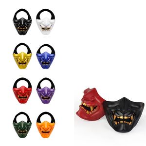 Prajna – masque de protection demi-visage, masque de crâne d'horreur de samouraï pour Halloween, Costume de Cosplay, accessoire de fête et de film JK2009PH