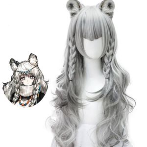 Game Arknights Pramanix Cosplay Costume Accessoires Perruque Argent Blanc Cheveux Synthétiques Filles Perruque