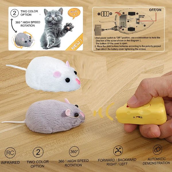 Broma Broma Scary Wireless Mouse Toys RC Electric Cat Toy Cheese Remote Mouse Robot Funny Kid Adulto Novedad Animales Juguete Regalo 231229