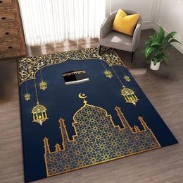 Tapis de prière Islamism Ramadan Room Decoration Tapis de grande taille pour vivant église musulmane non fleure Mat de sol souple lavable 240424