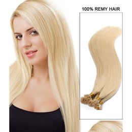 Extensions de cheveux pré-collés 1Gr Strand 300St Lot Pointe plate de kératine italienne en extension 16 18 20 22 24 pouces Russion Human Express Drop De Dhxlh