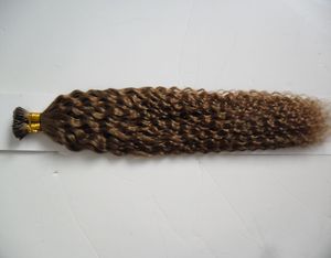 Extensiones de cabello preconsolidadas hechas a máquina Remy afro rizado rizado inclino cabello humano en cápsula cabello real 100g 100pc