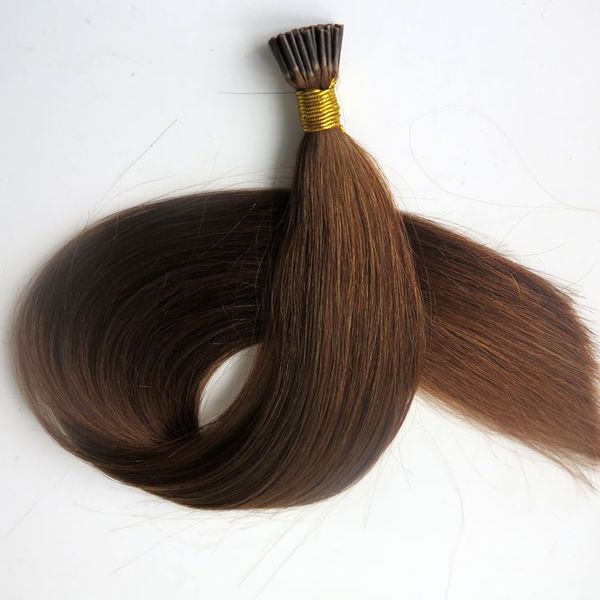 Extensiones de cabello humano brasileño preadherido con punta 50g 50 hebras 18 20 22 24 pulgadas # 6 / productos de cabello indio marrón medio