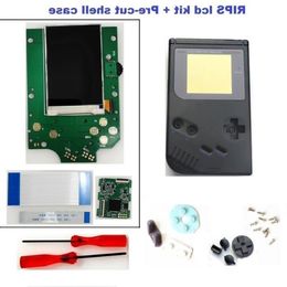 Livraison gratuite Coque prédécoupée et 8 modèles colorés Kit LCD rétro-éclairé pleine grandeur RIPS pour console GameBoy DMG GB DMG GB iPS LC Gnoc