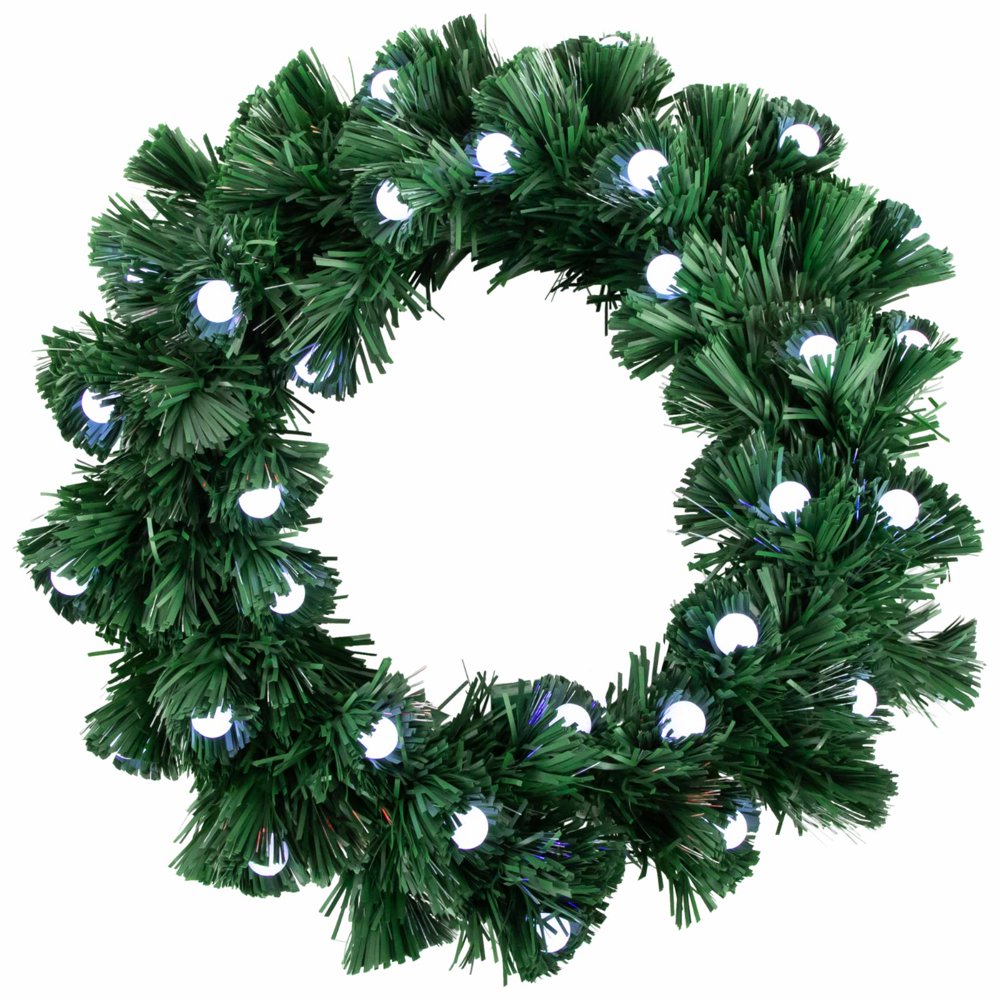 Pre-Lit Color Changing Fiber Optic Artificial Christmas Wreath with Balls 12-Inch
