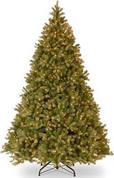 Sapin de Noël artificiel entièrement balayé vers le bas, vert, sapin de Douglas, lumières blanches, support inclus