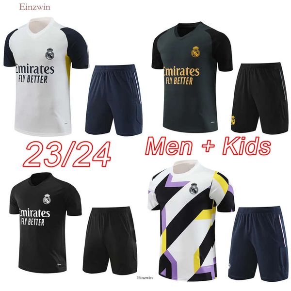 Jerseys d'avant-match 2023 Men du Real Madrid Training Jersey Kids Soccer Tracksuit 23 24 Bellingham Vini Jr.Camiera Boys Football Shirt Camiseta Maillot 986