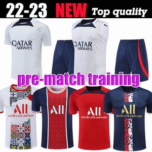 Pre-match training Mbappe Hakimi Player #30 Voetbaljersey Sergio Ramos Maillots de Football 2022 2023 Marquinhos Verratti PSGS Men Hirt Uniformen Maillot Foot 999