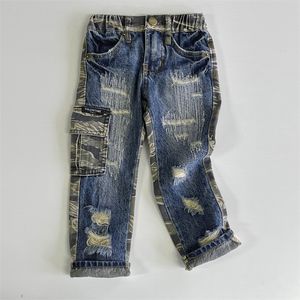 Pré-commande Garçons filles AB patchwork camouflage jeans Mode enfants poche cargo pantalon enfants pantalons de cowboys décontractés Attendez 15 jours S1257