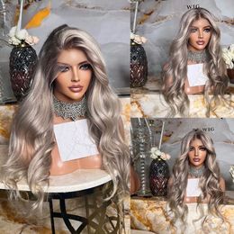 Pre Geplukt Body Wave Lace Front Pruik Menselijk Haar Ash Blonde Ombre Pruiken Transparant 360 Hd Kant Frontale Pruik synthetisch Voor Vrouwen