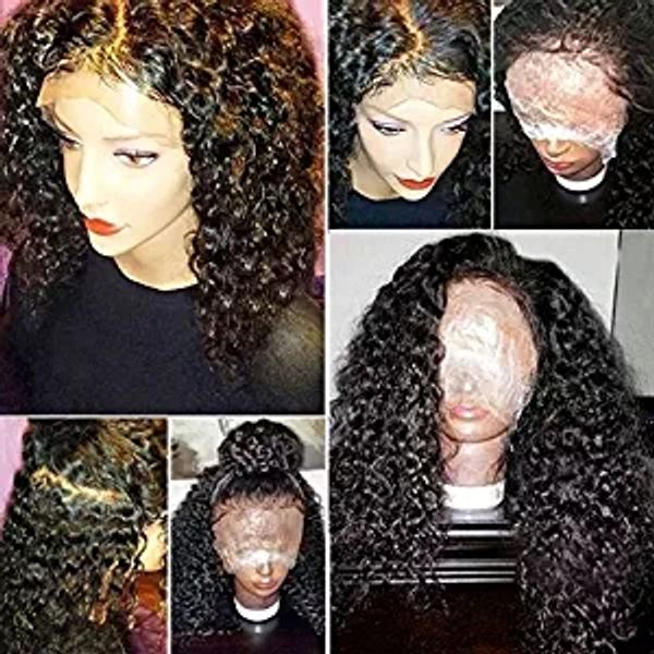 360 Lace Frontal Wigs pre plumed kinky for Black Women 10A Brazilian Virgin Human Hair Wigs Glueless 360 full Front Wigs (14inch 130%density)