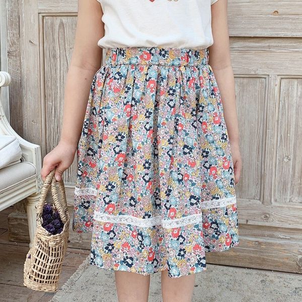 Предпродажа, короткая юбка для девочек, милая юбка с цветочным принтом вишни, весенняя новинка 2021 года, резервирование 210303